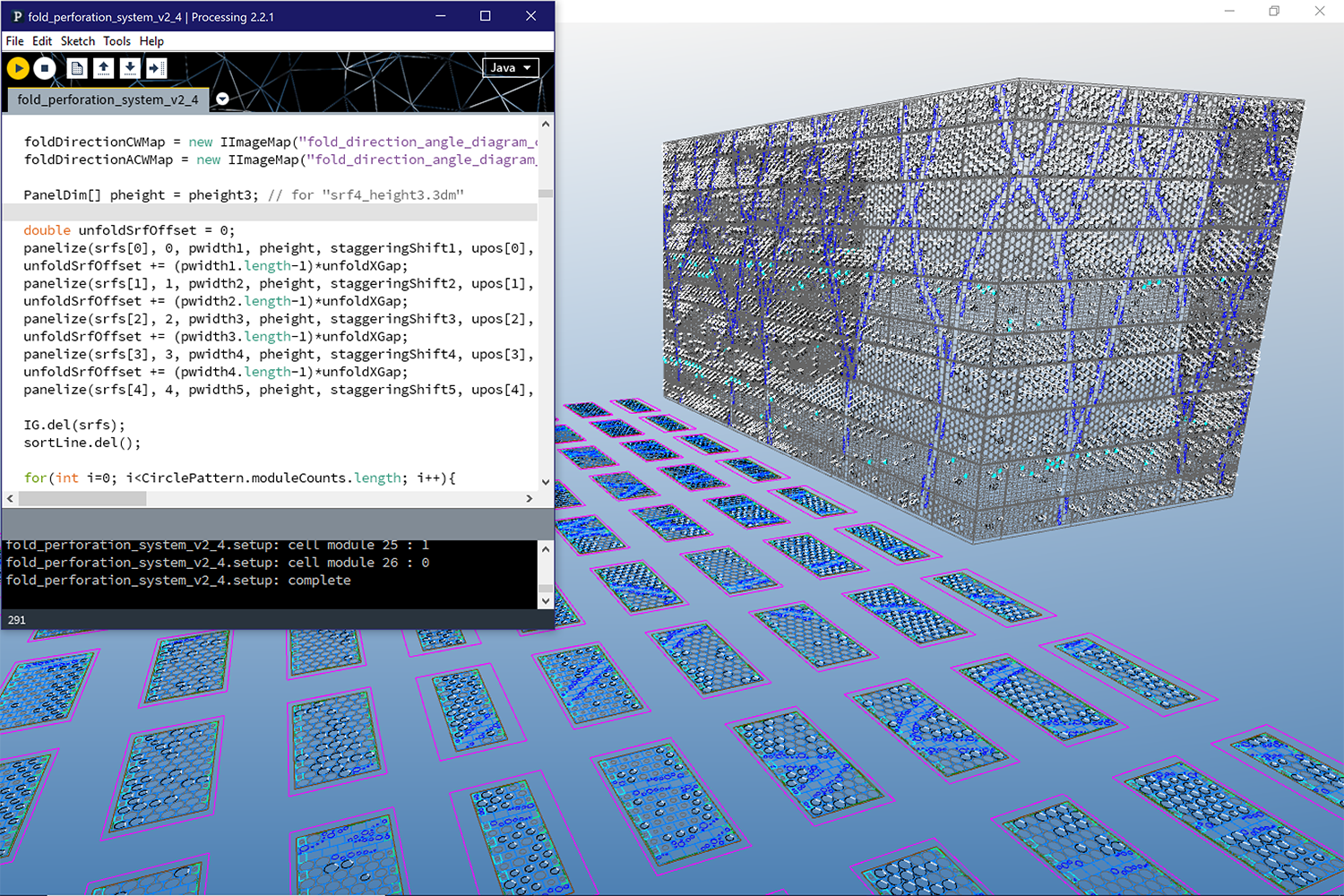 Parametric design process with Processing + iGeo